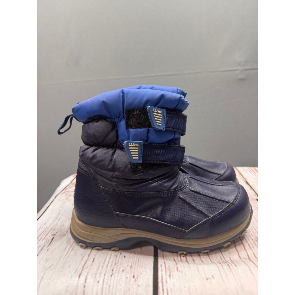 LL Bean Kids Blue Insulated Snow Boots Waterproof Winter‎ Shoes Size 4 289143